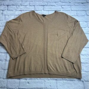 Talbots Women's Lightweight V-Neck Sweater in Tan. Size 3X.